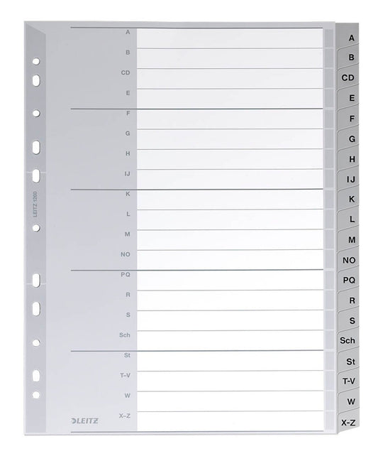 LEITZ Ordnerregister Vollformat, Überbreite grau, 1 Satz