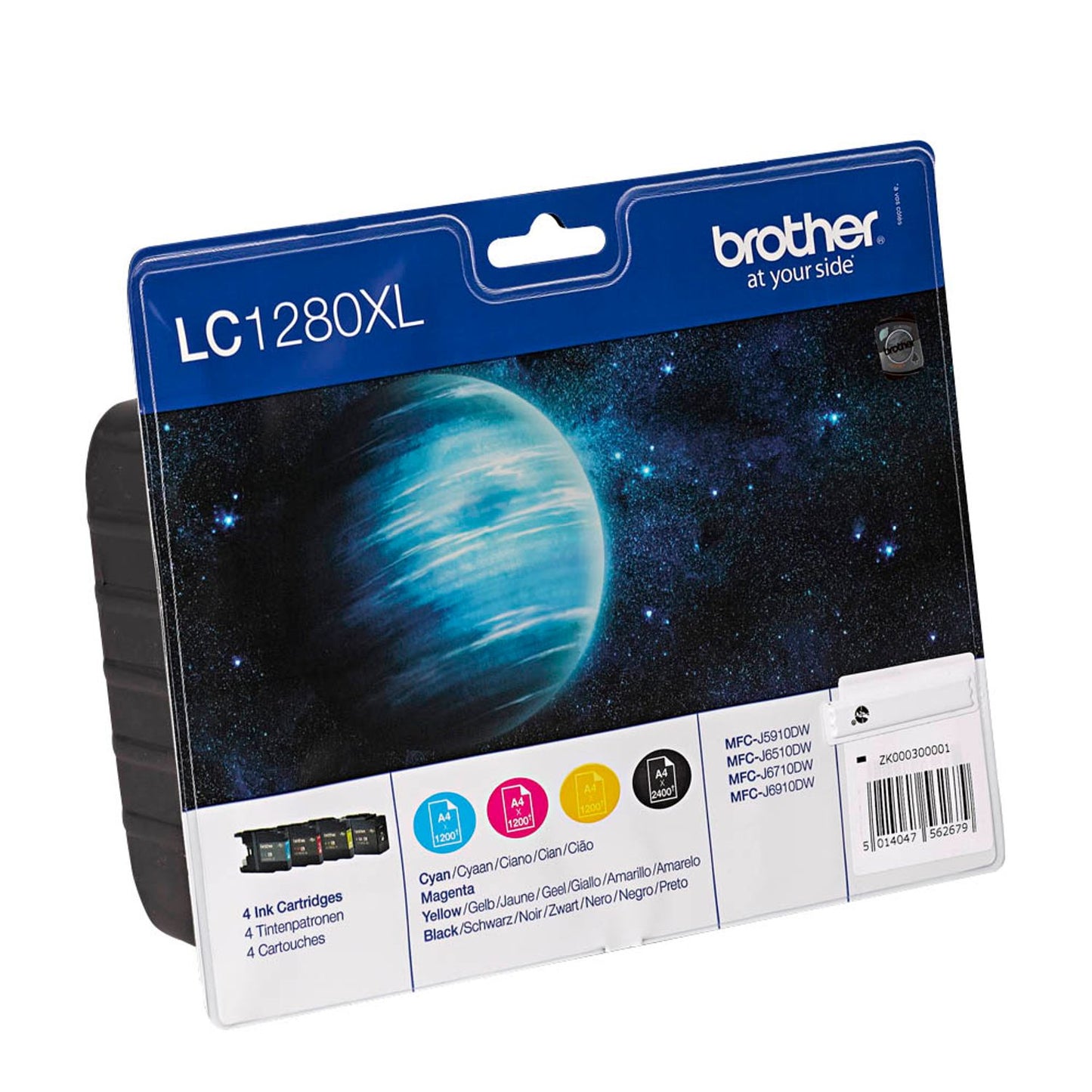brother LC-1280XLBK/C/M/Y schwarz, cyan, magenta, gelb Druckerpatronen, 4er-Set | LC1280XLVALBP | 1 Pack = 4 St.