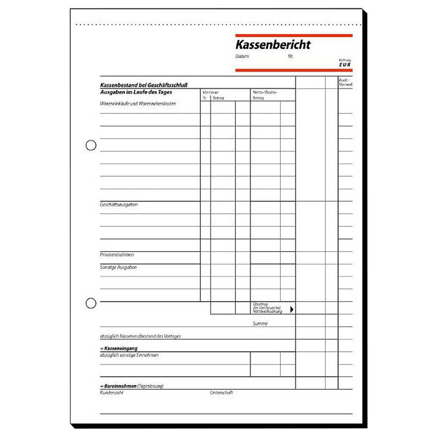 SIGEL Kassenbericht Formularbuch | KA515