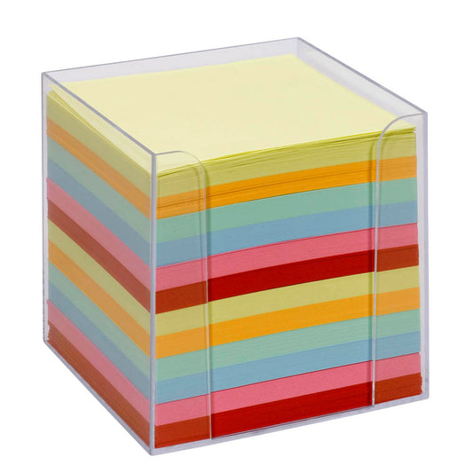 folia Zettelbox transparent inkl. 700 Notizzettel farbig sortiert | 9902