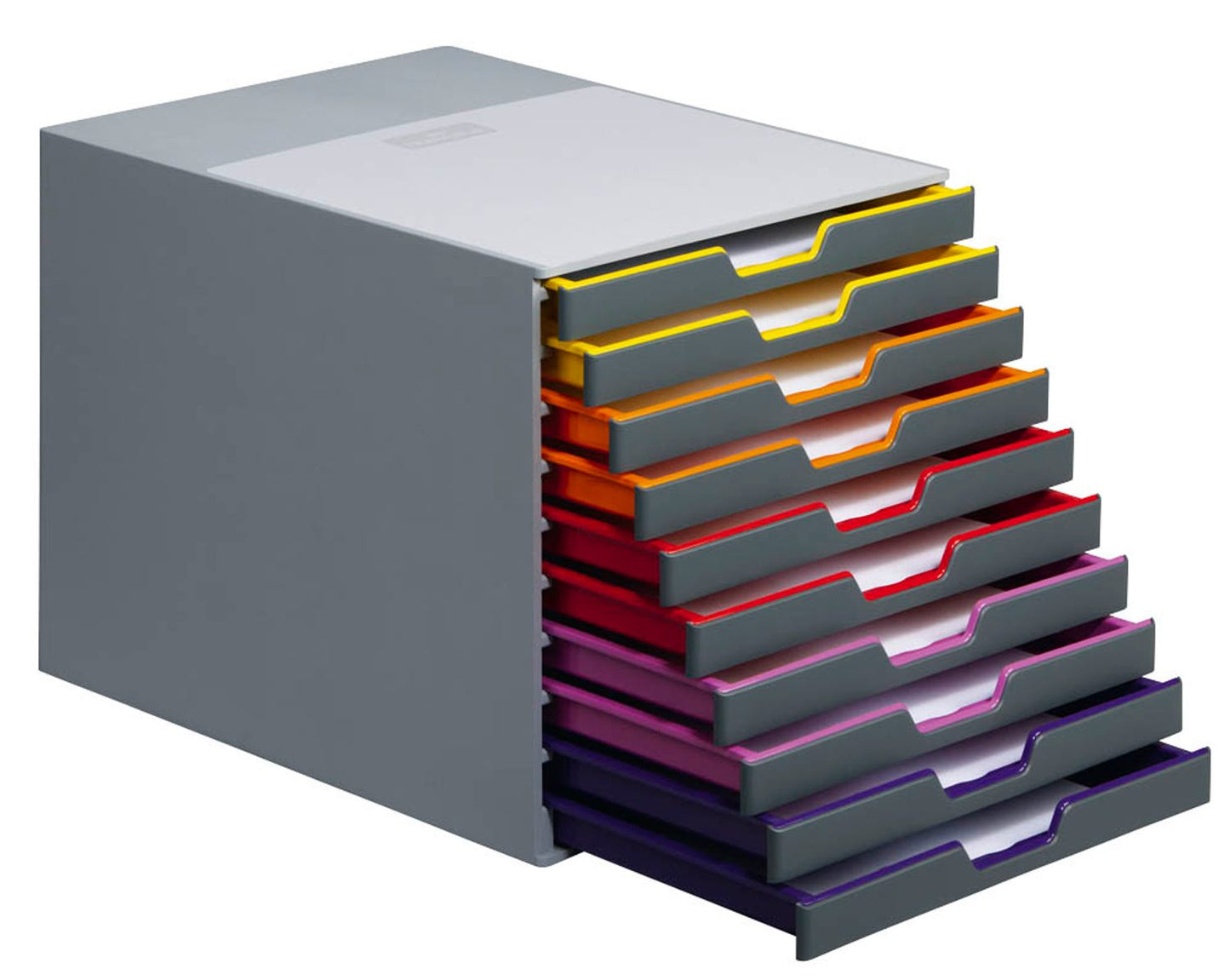 DURABLE Schubladenbox VARICOLOR®  dunkelgrau mit bunten Farblinien, DIN C4,