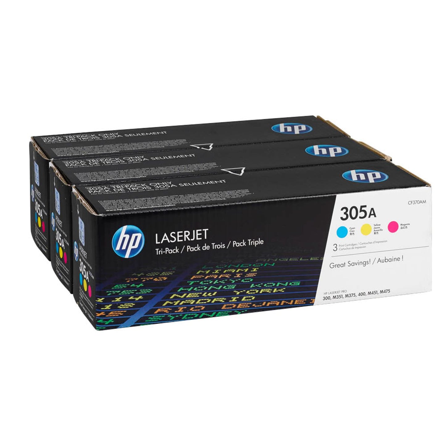 HP 305A () cyan, magenta, gelb Tonerkartuschen, 3er-Set | CF370AM | 1 Pack = 3 St.