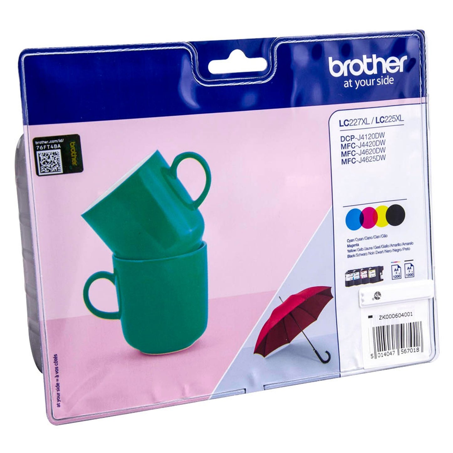 brother LC-227XL/LC-225XL schwarz, cyan, magenta, gelb Druckerpatronen, 4er-Set | LC227XLVALBP | 1 Pack = 4 St.