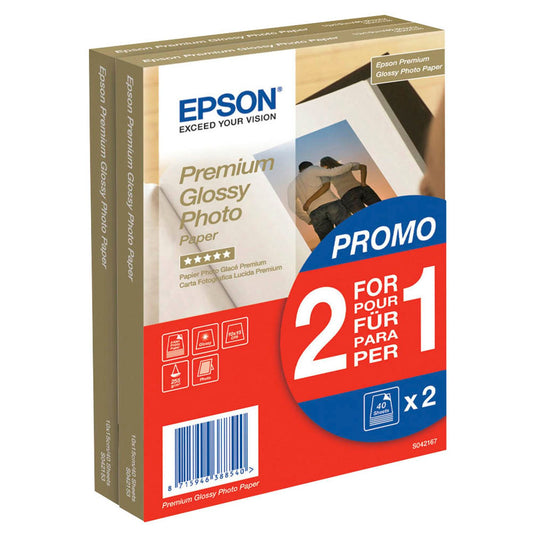 EPSON Fotopapier S042167 10,0 x 15,0 cm glänzend 255 g/qm 2x | C13S042167 | 1 Pack = 2x 40 Blatt