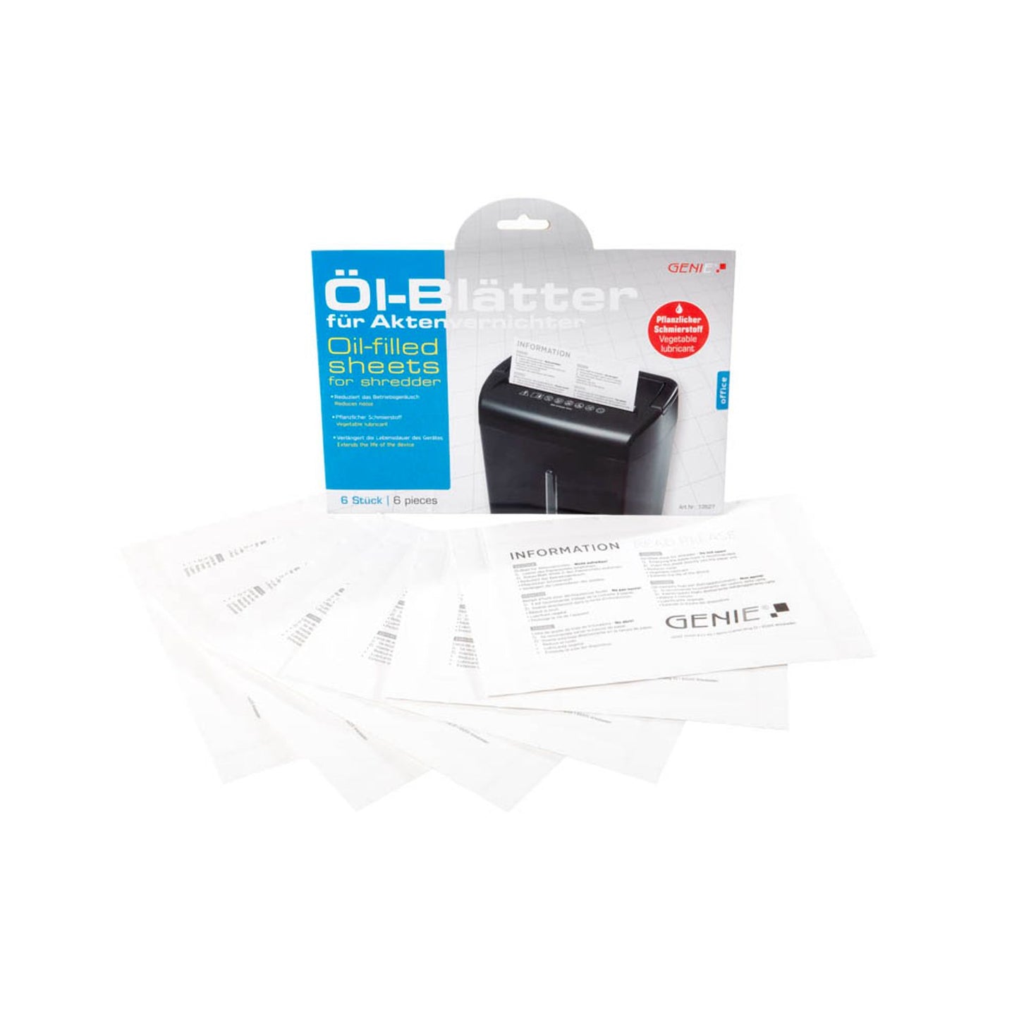GENIE Aktenvernichter-Ölblätter | 12627 | 1 Pack = 6 Blatt
