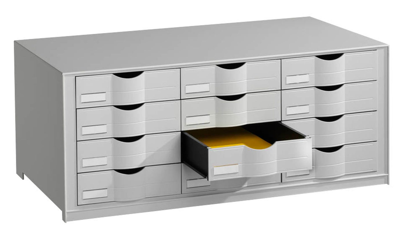 PAPERFLOW Schubladenbox , DIN A4 mit 12 Schubladen