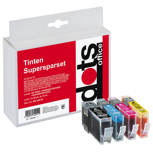 dots schwarz, cyan, magenta, gelb Druckerpatronen kompatibel zu HP 364XL (N9J74AE) | 1712,0005-DOTS