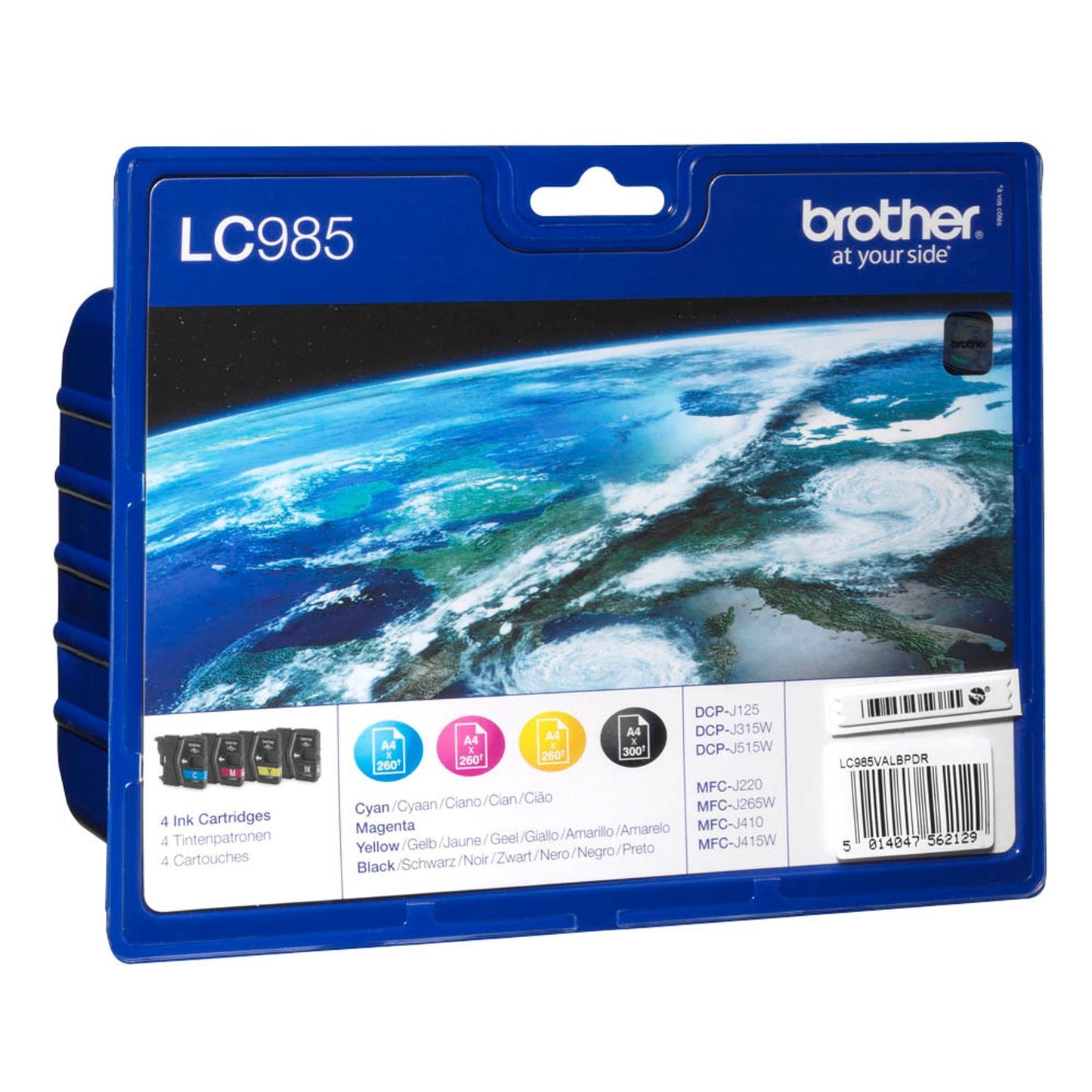 brother LC-985BK/C/M/Y schwarz, cyan, magenta, gelb Druckerpatronen, 4er-Set | LC985VALBP | 1 Pack = 4 St.