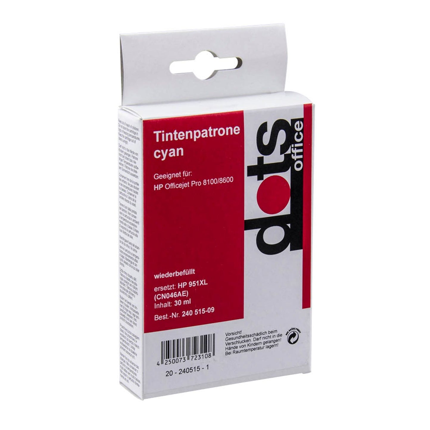 dots cyan Druckerpatrone kompatibel zu HP 951XL (CN046AE) | 1723,4003-DOTS