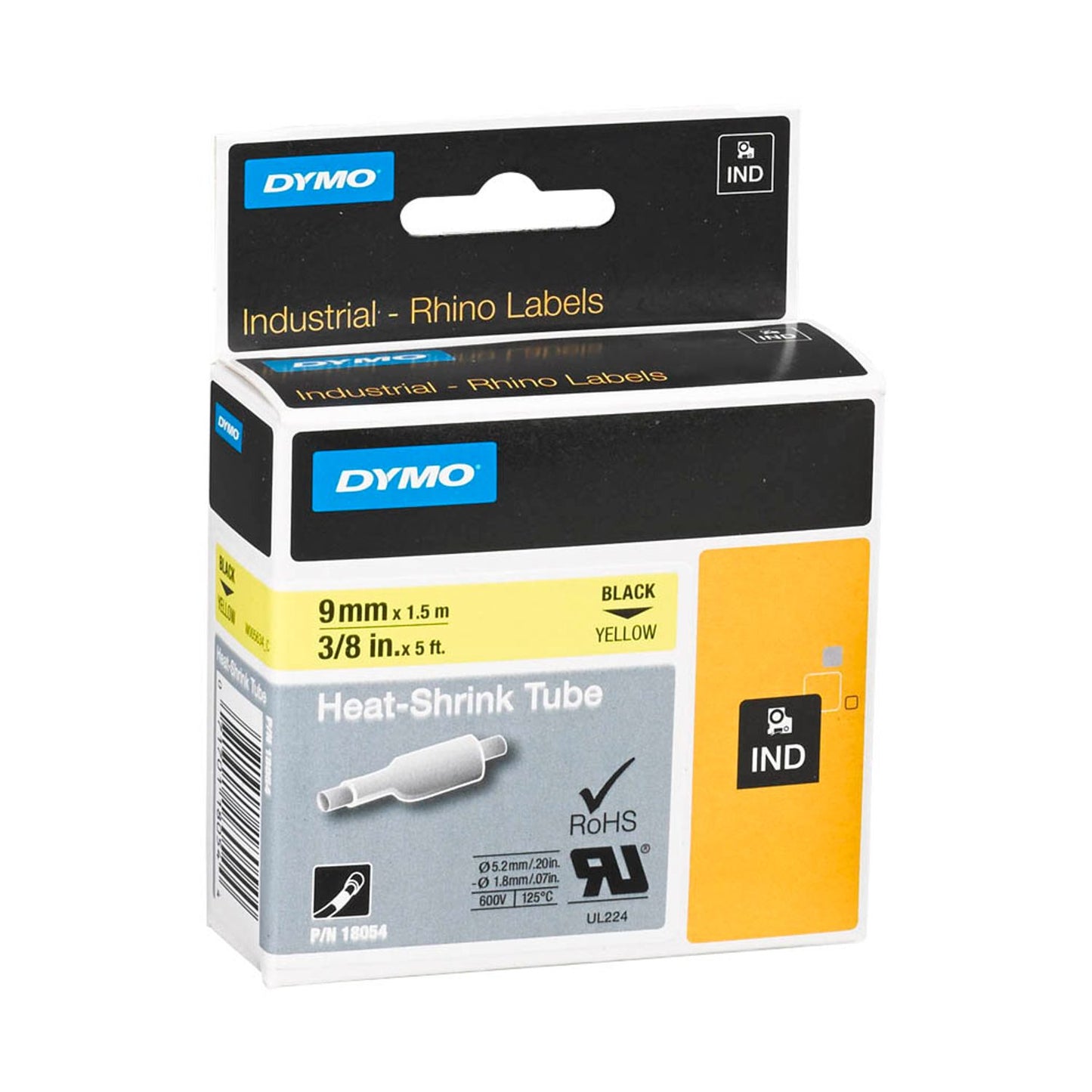 DYMO Schrumpfschlauch RHINO , 9 mm schwarz auf gelb | 18054