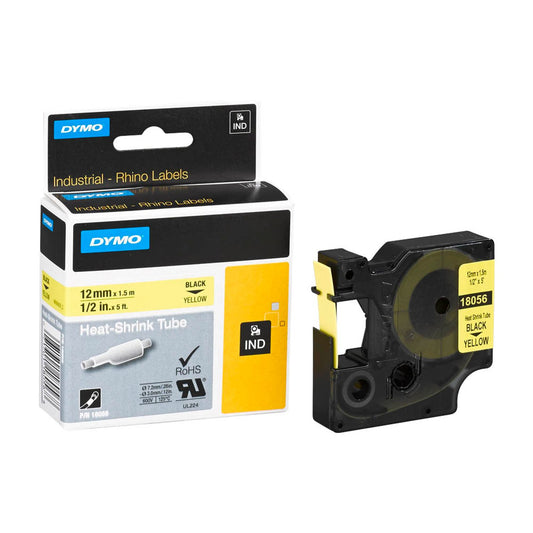 DYMO Schrumpfschlauch RHINO , 12 mm schwarz auf gelb | 18056