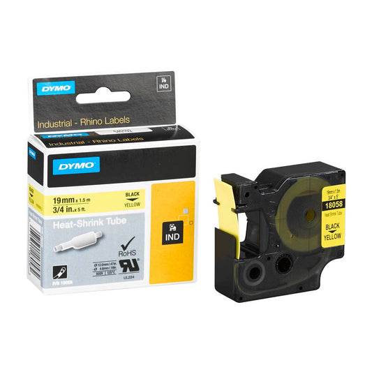 DYMO Schrumpfschlauch RHINO , 19 mm schwarz auf gold | 18058