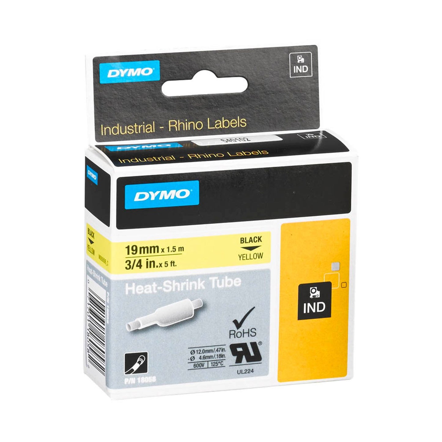 DYMO Schrumpfschlauch RHINO , 19 mm schwarz auf gold | 18058