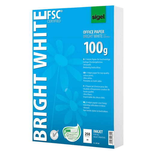 SIGEL Inkjetpapier InkJet-Papier DIN A4 100 g/qm | IP125 | 1 Pack = 250 Blatt