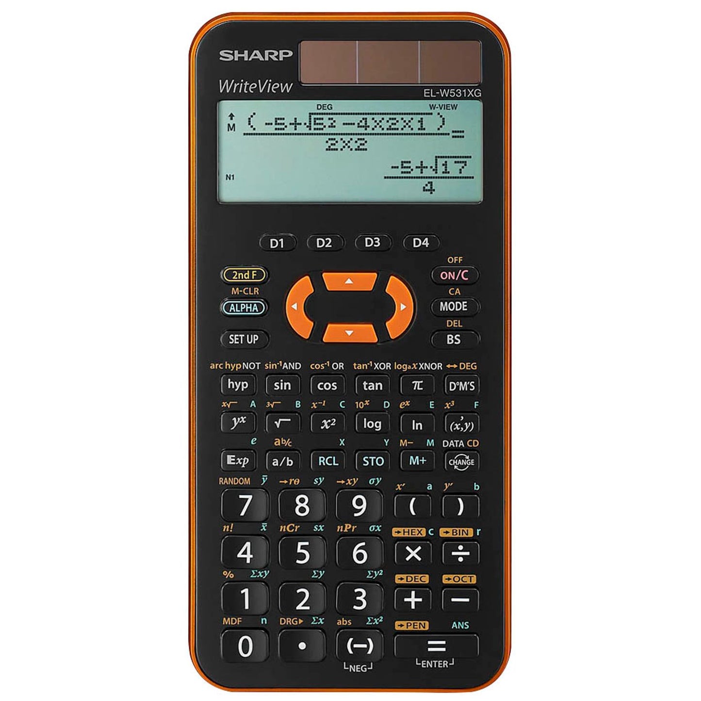 SHARP EL-W531XG Wissenschaftlicher Taschenrechner schwarz/orange | SH-ELW531XGYR