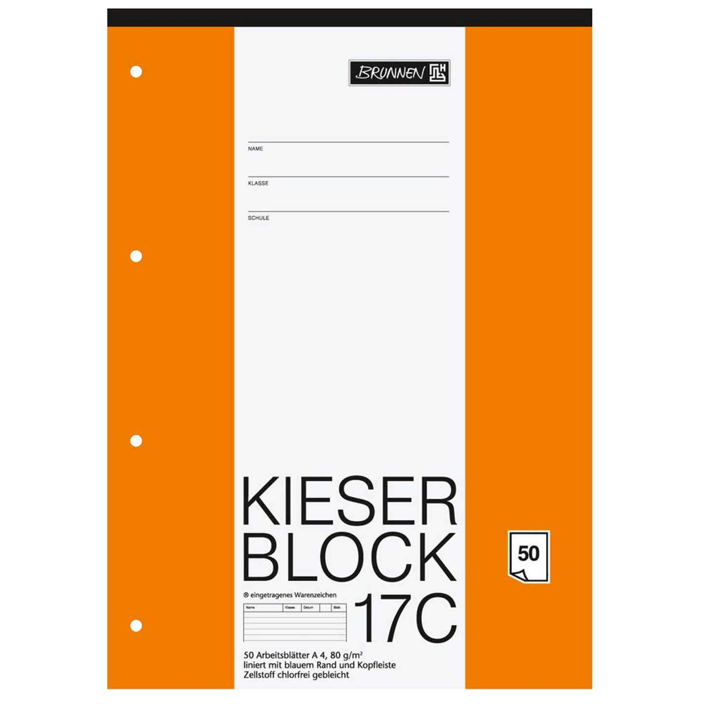 BRUNNEN Arbeitsblock Kieserblock gelocht DIN A4 liniert Lineatur 17C | 1042927