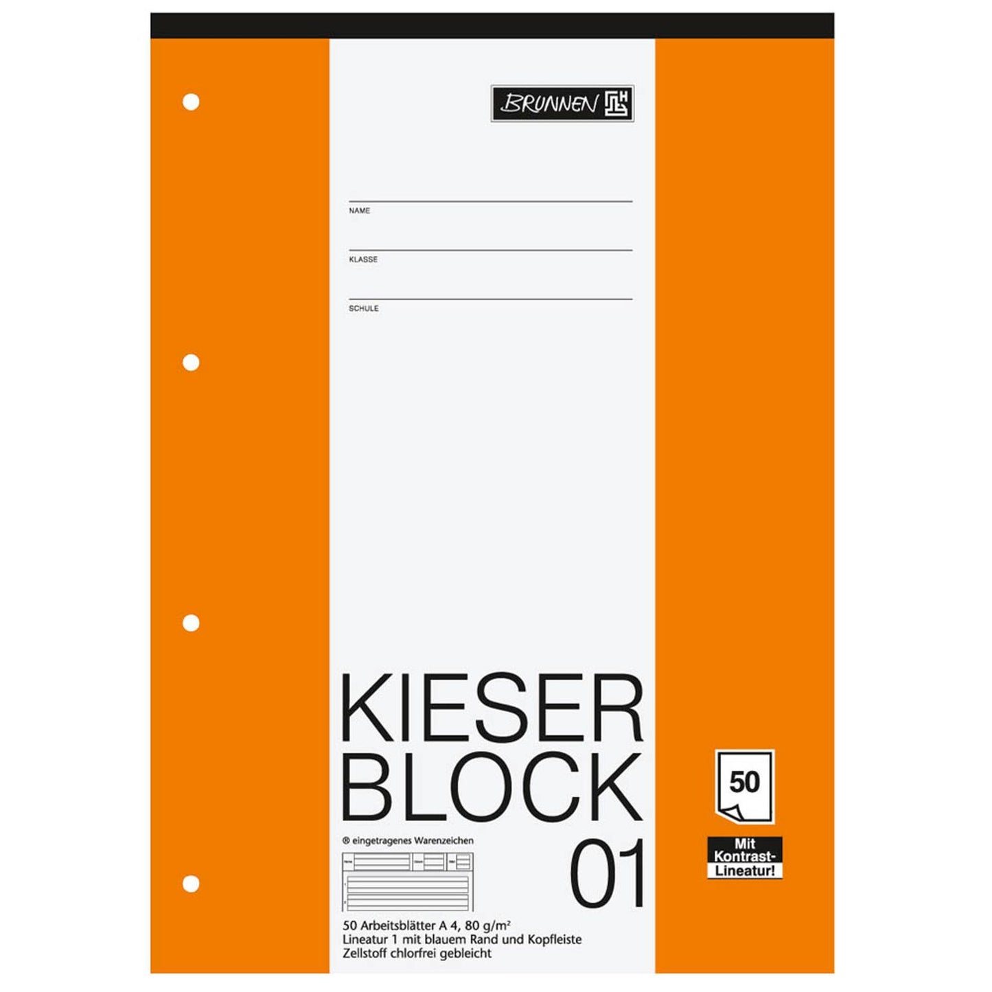 BRUNNEN Arbeitsblock Kieserblock gelocht DIN A4 liniert Lineatur 01 | 1042941