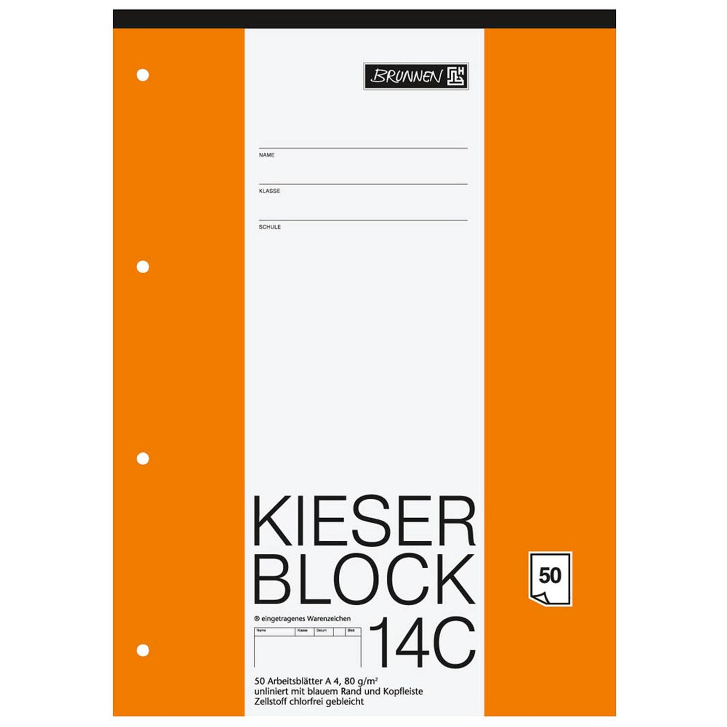 BRUNNEN Arbeitsblock Kieserblock gelocht DIN A4 blanko Lineatur 14C | 1042924