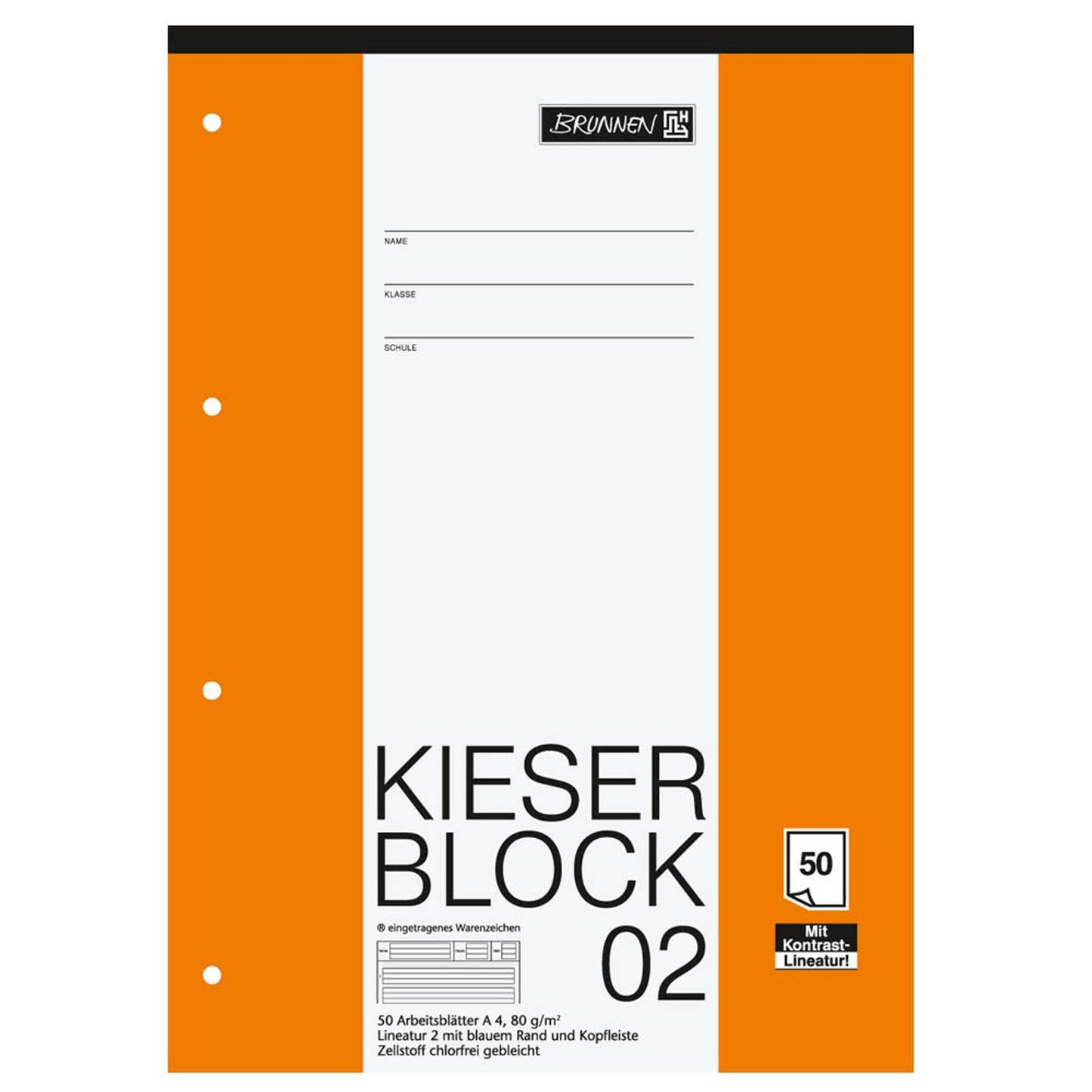 BRUNNEN Arbeitsblock Kieserblock gelocht DIN A4 liniert Lineatur 02 | 1042942