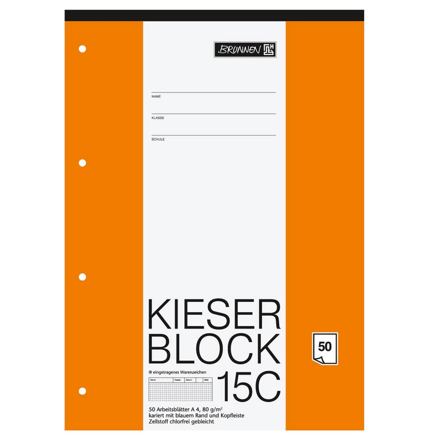 BRUNNEN Arbeitsblock Kieserblock gelocht DIN A4 kariert Lineatur 15C | 1042925