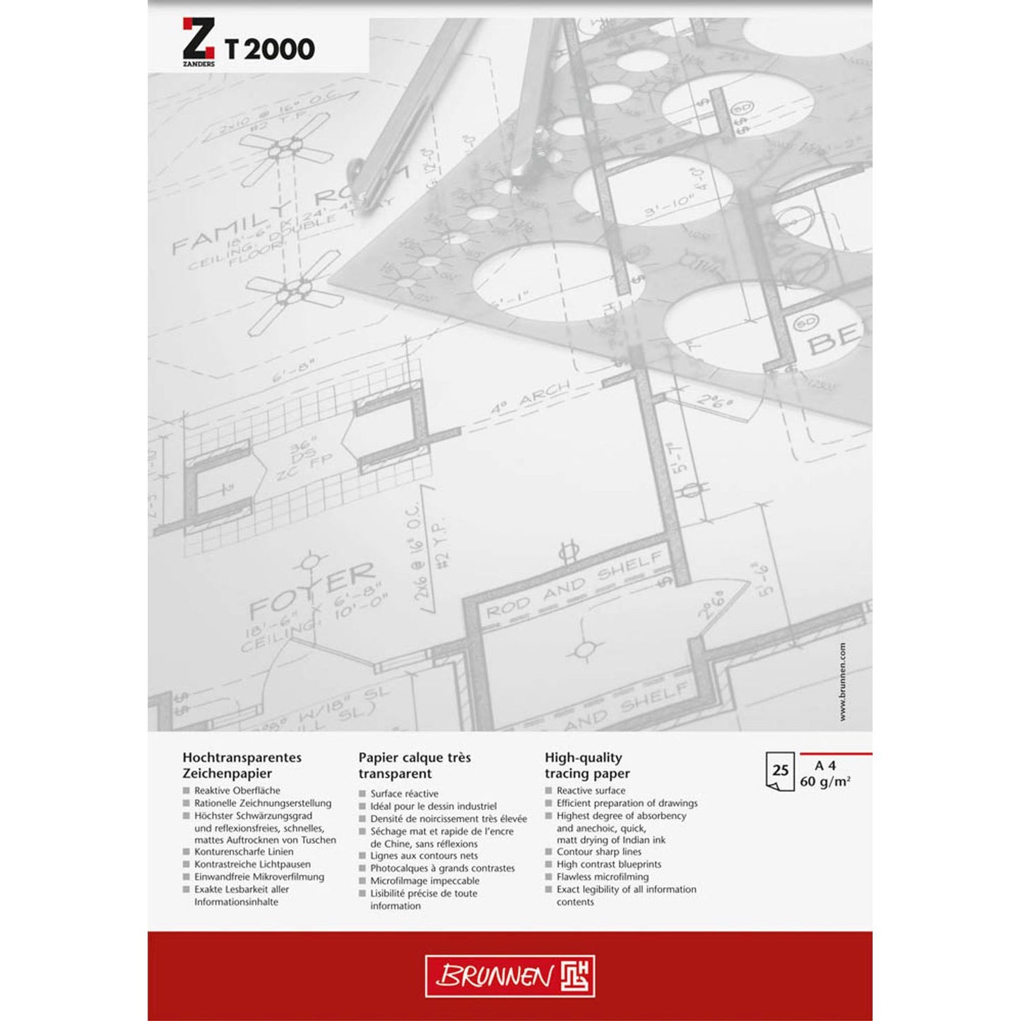 BRUNNEN Transparentpapier 60 g/qm | 1047446 | 1 Block = 25 Blatt
