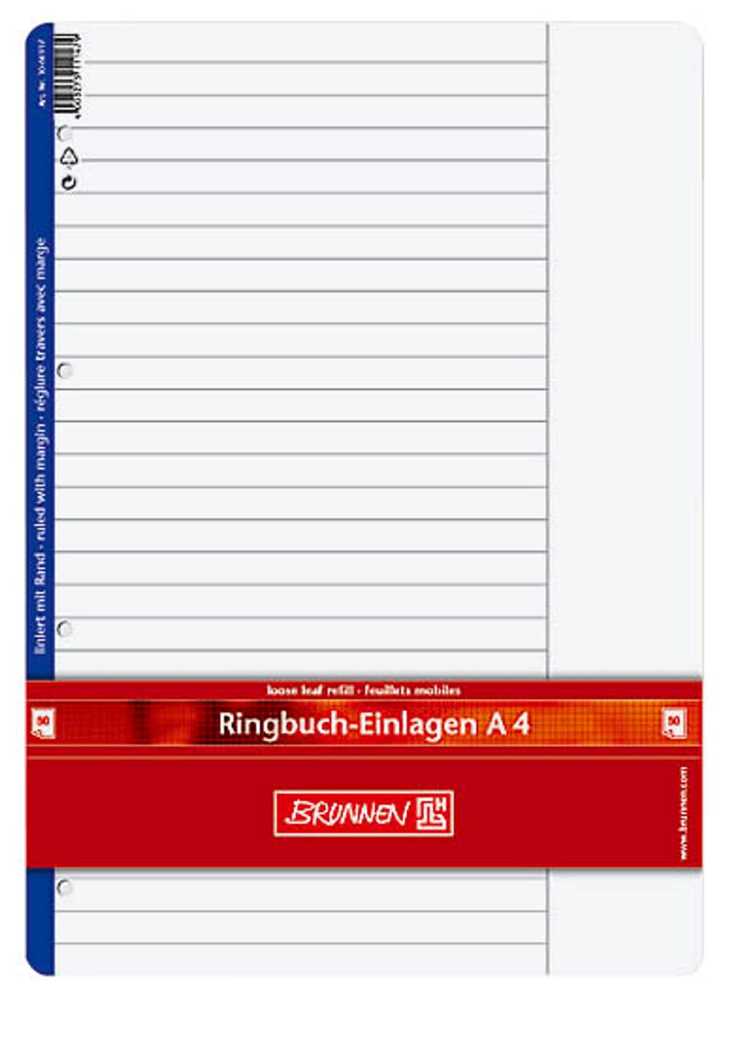 BRUNNEN Ringbucheinlagen A4, 50 Blätter
