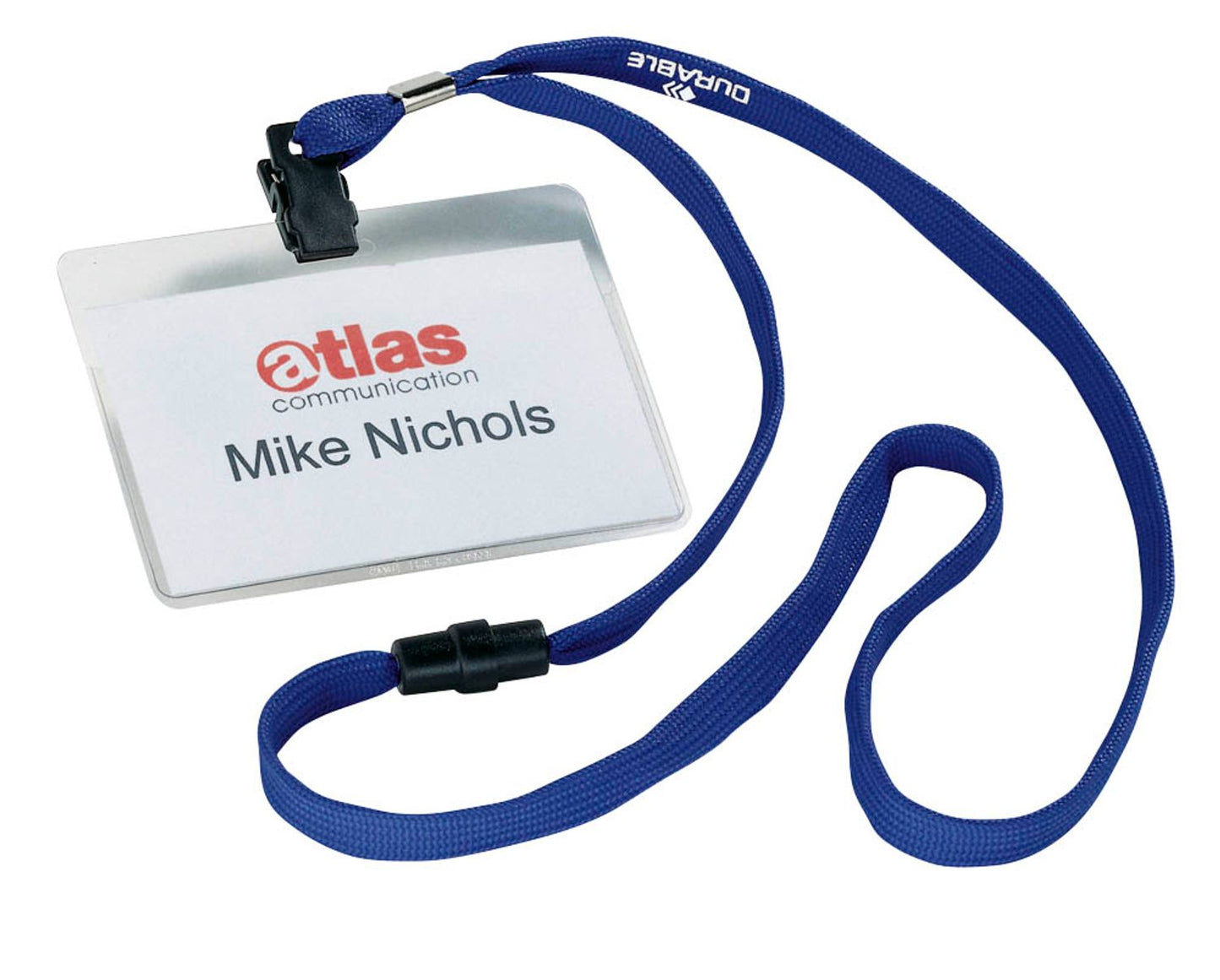 10 DURABLE Namensschilder mit Textilband 9,0 x 6,0 cm