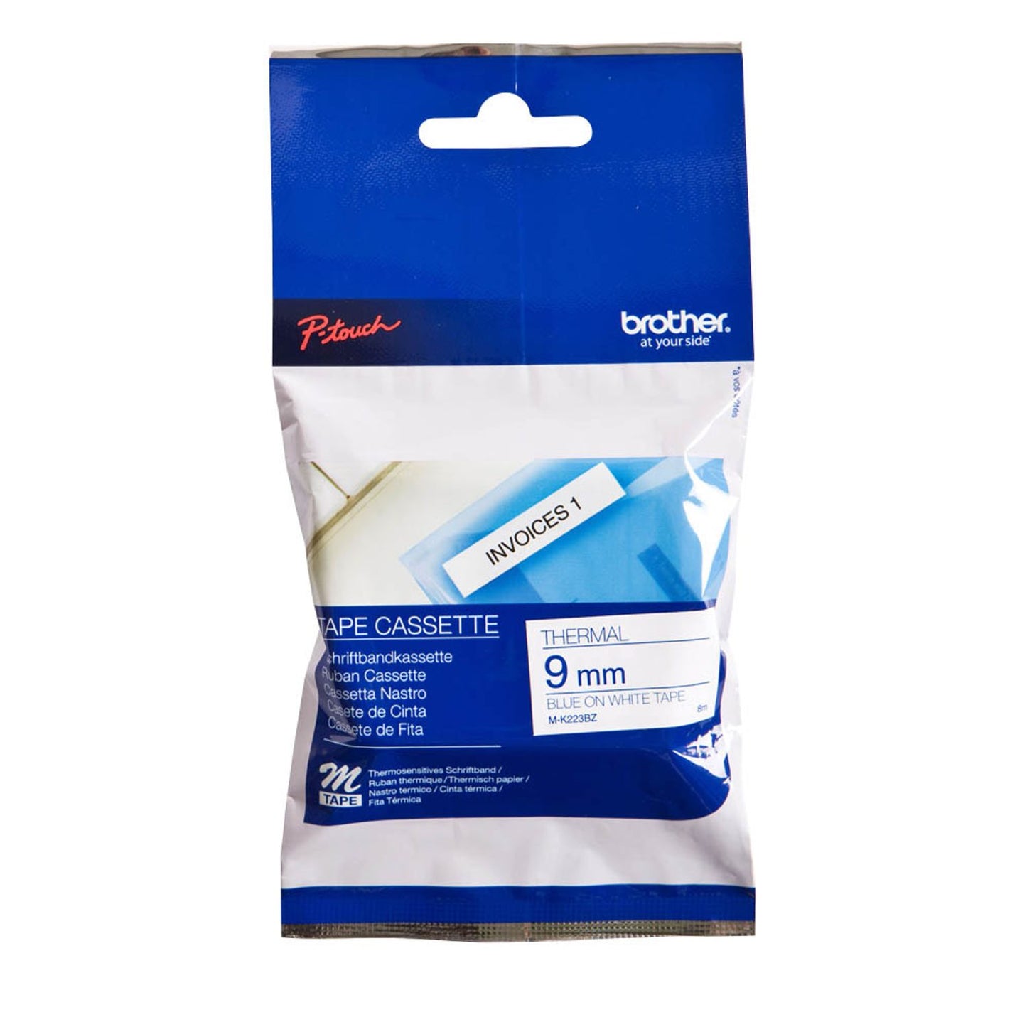 brother Schriftband M-K M-K223 , 9 mm blau auf weiß | MK223BZ