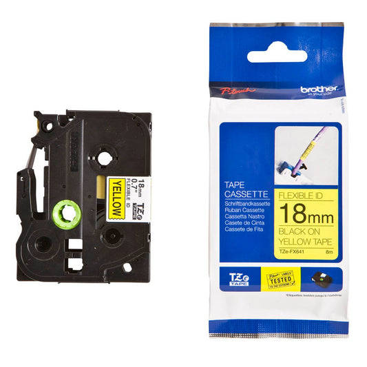 brother Schriftband TZe-FX641 , 18 mm schwarz auf gelb | TZEFX641