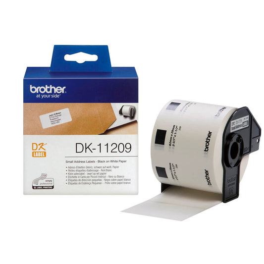 brother Etikettenrolle für Etikettendrucker weiß, 29,0 x 62,0 mm, 1 x 800 Etiketten | DK11209 | 1 Pack = 800 Etiketten
