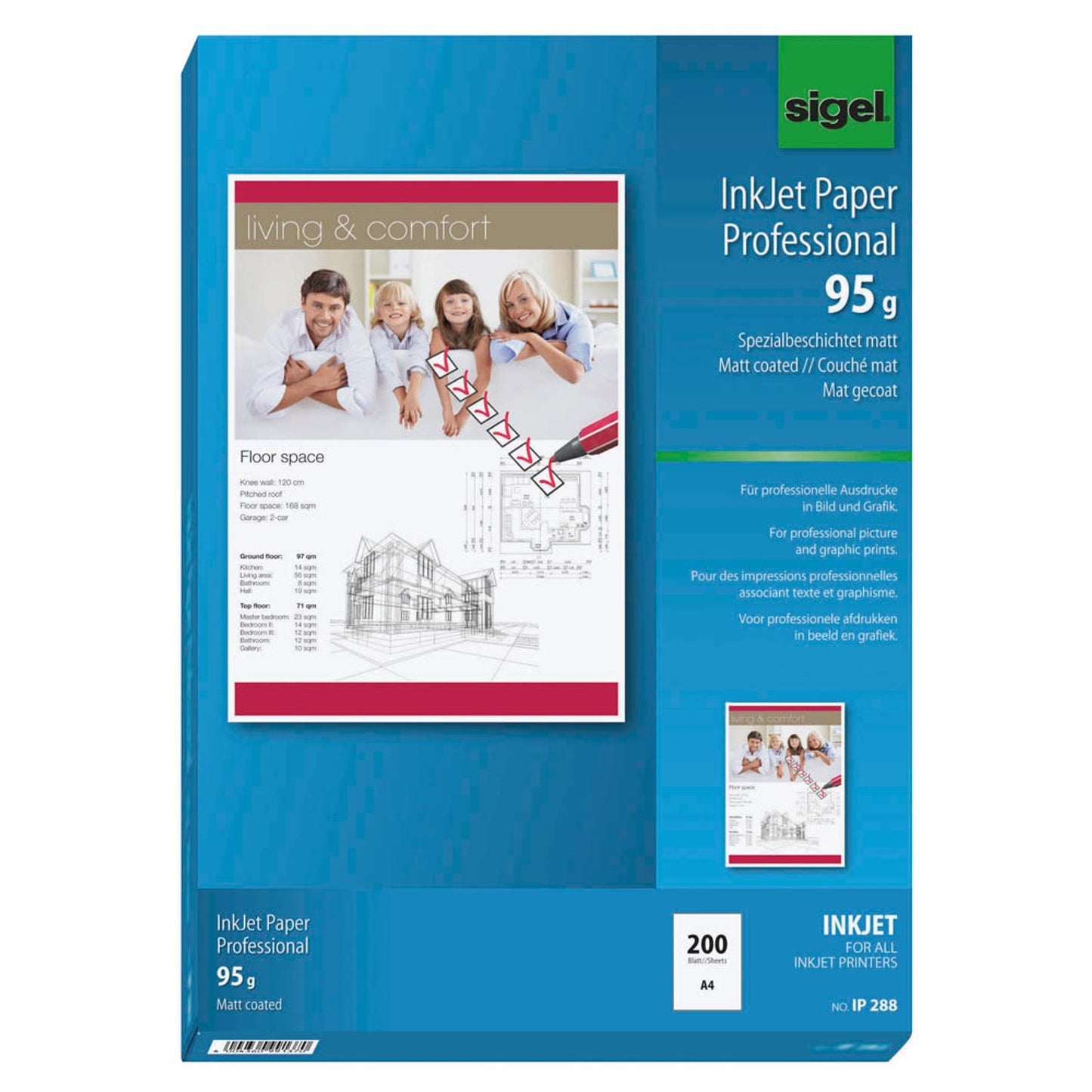 SIGEL Fotopapier DIN A4 matt 95 g/qm | IP288 | 1 Pack = 200 Blatt