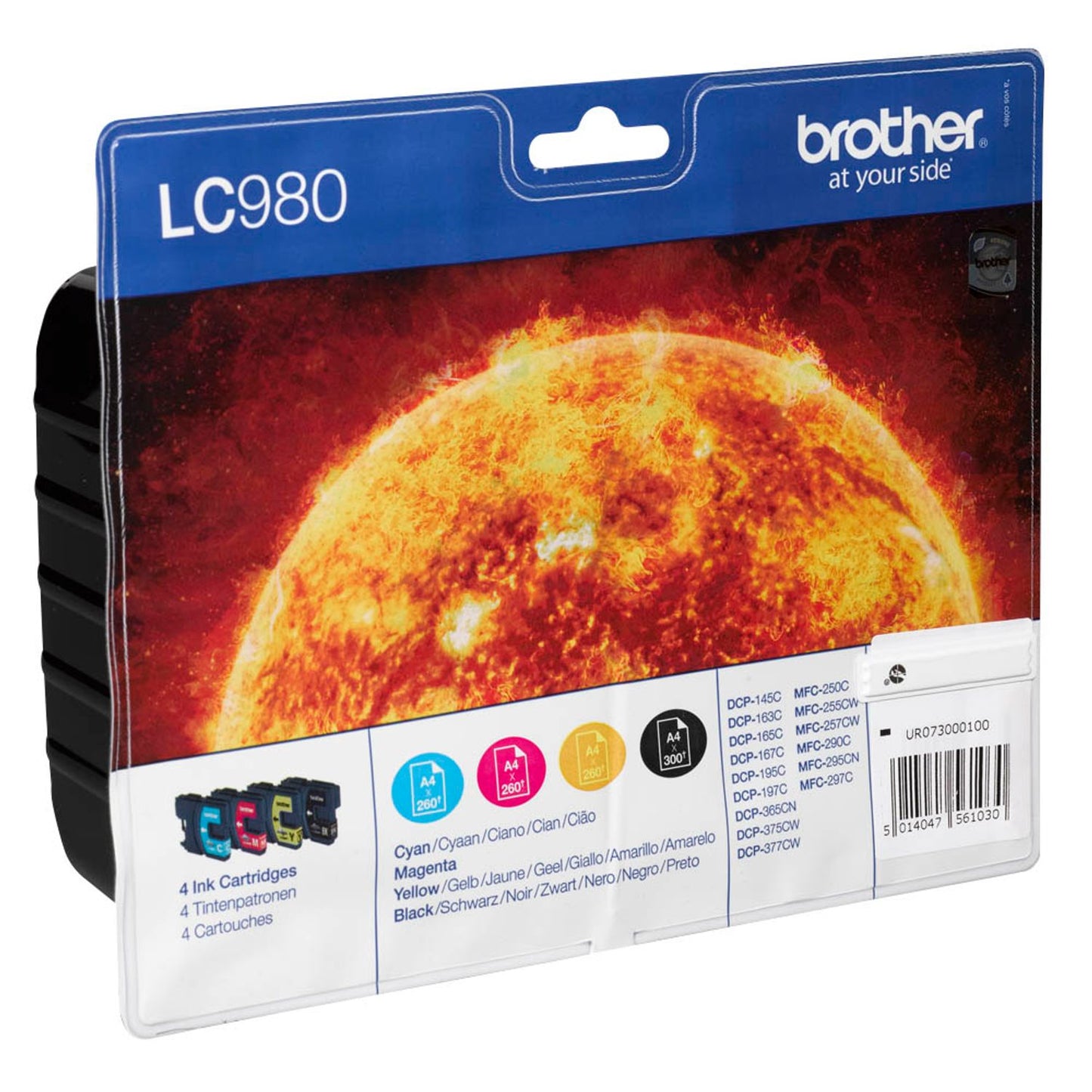 brother LC-980BK/C/M/Y schwarz, cyan, magenta, gelb Druckerpatronen, 4er-Set | LC980VALBP | 1 Pack = 4 St.