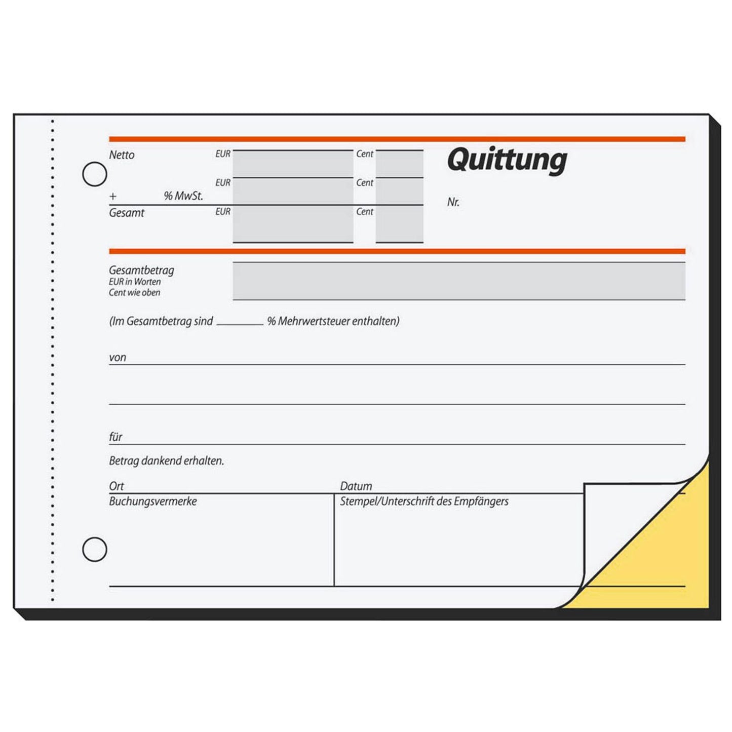 SIGEL Quittung, MwSt. separat ausgewiesen Formularbuch | SD021