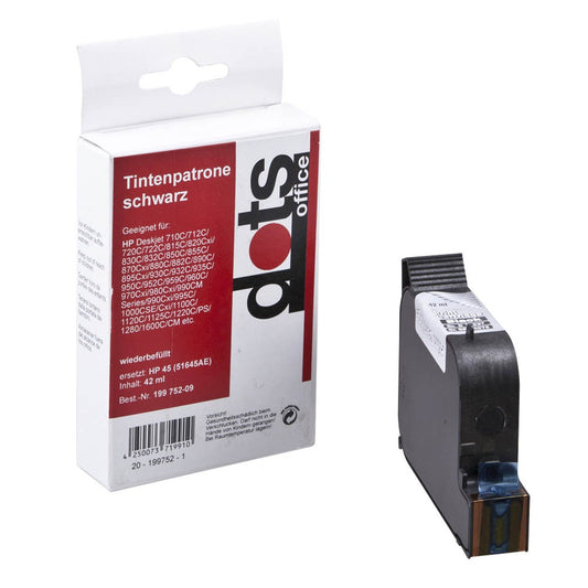 dots schwarz Druckerpatrone kompatibel zu HP 45 (51645A) | 0927,4451-DOTS
