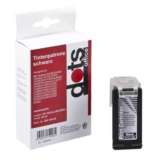 dots schwarz Druckerpatrone kompatibel zu HP 350XL (CB336EE) | 1706,4350-DOTS