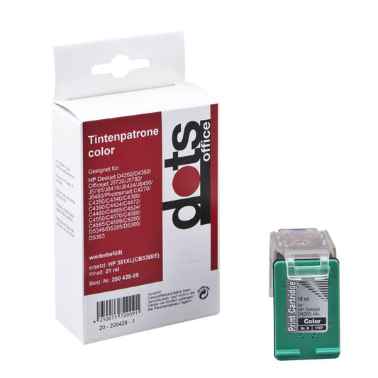 dots color Druckerpatrone kompatibel zu HP 351XL (CB338EE) | 1707,4351-DOTS