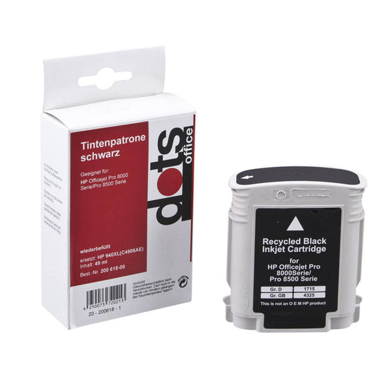 dots schwarz Druckerpatrone kompatibel zu HP 940XL (C4906AE) | 1715,4001-DOTS