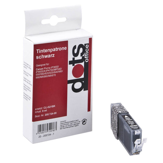 dots schwarz Druckerpatrone kompatibel zu Canon CLI-521 BK | 1509,0001-DOTS