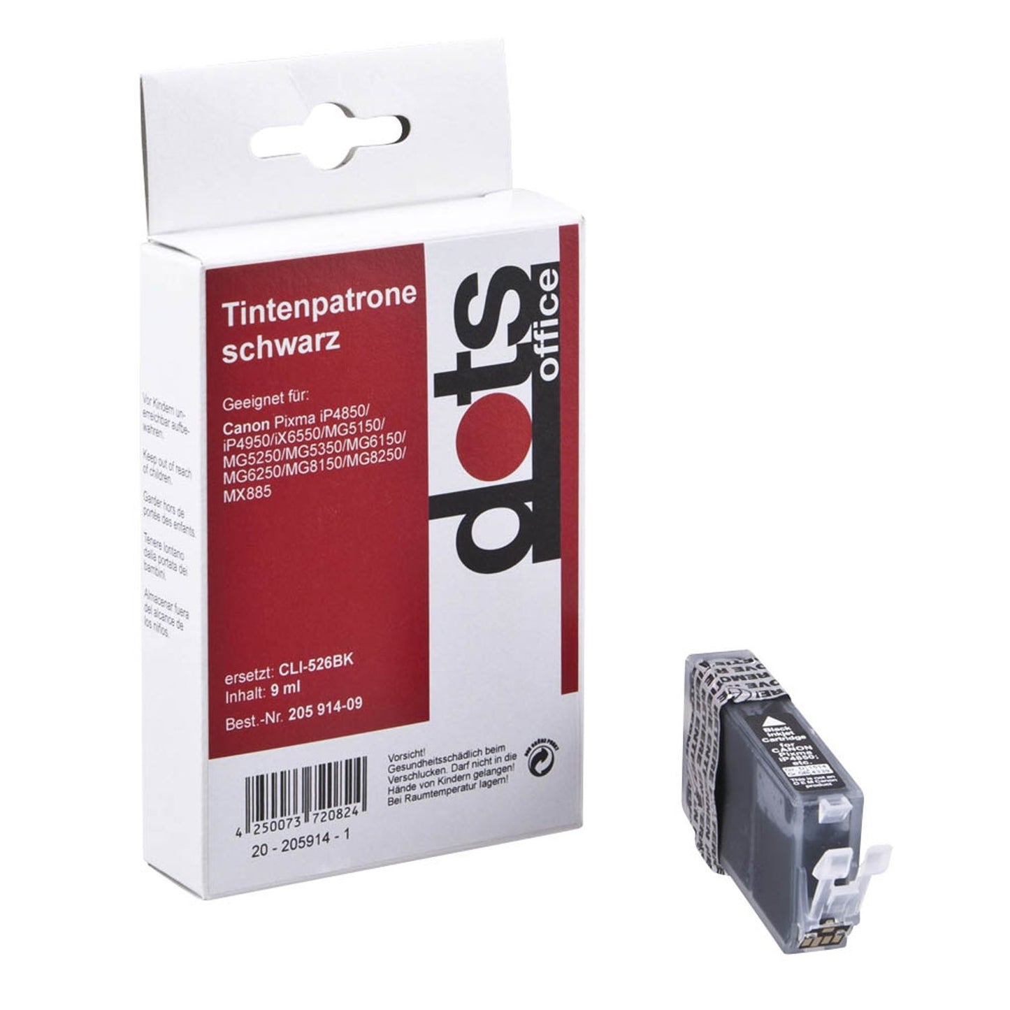 dots schwarz Druckerpatrone kompatibel zu Canon CLI-526 BK | 1514,0001-DOTS