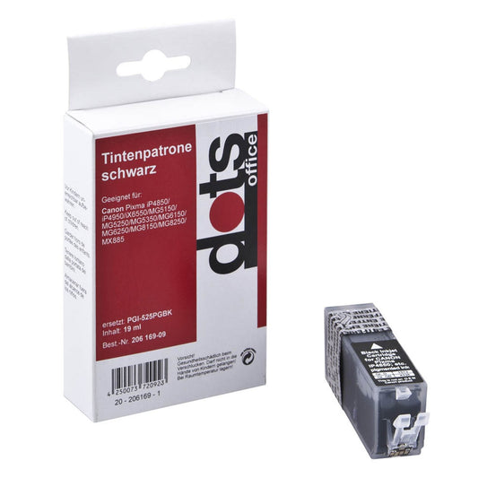 dots schwarz Druckerpatrone kompatibel zu Canon PGI-525 PGBK | 1513,0001-DOTS