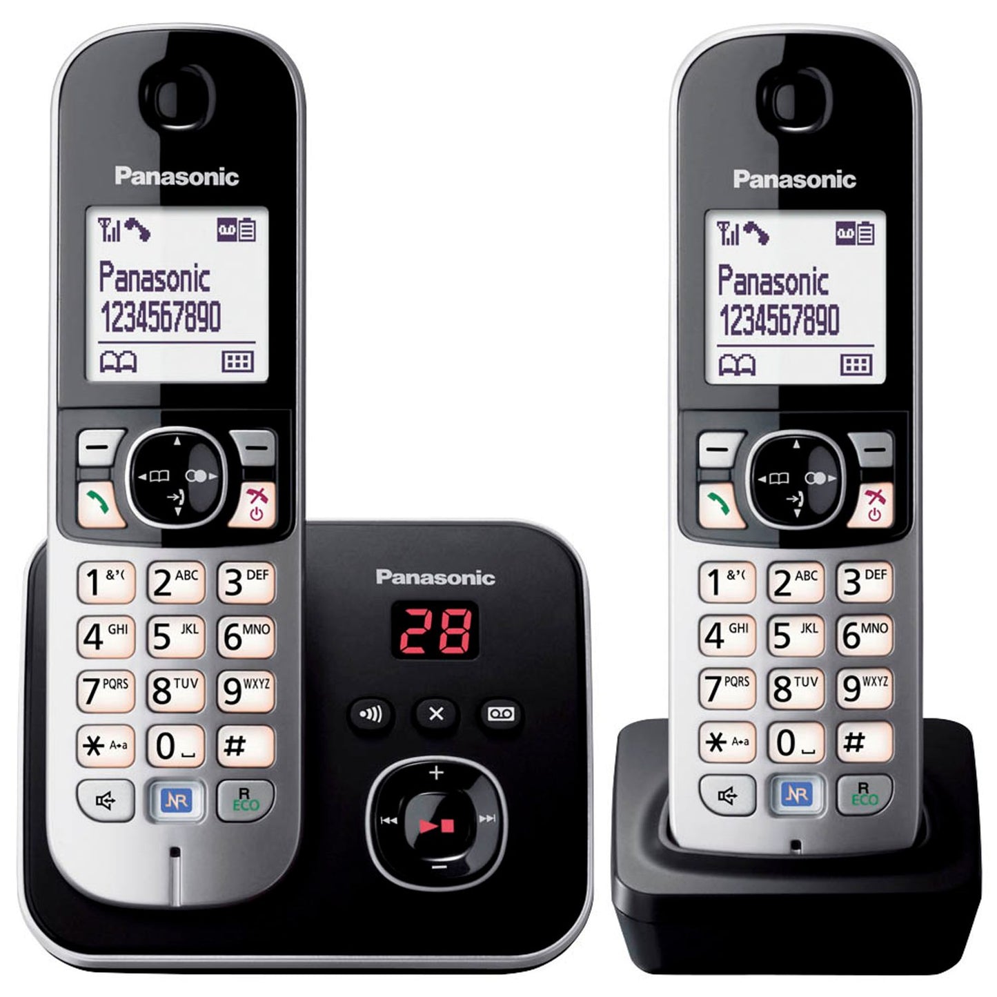 Panasonic Schnurloses Telefon-Set mit Anrufbeantworter schwarz-silber | KX-TG6822GB