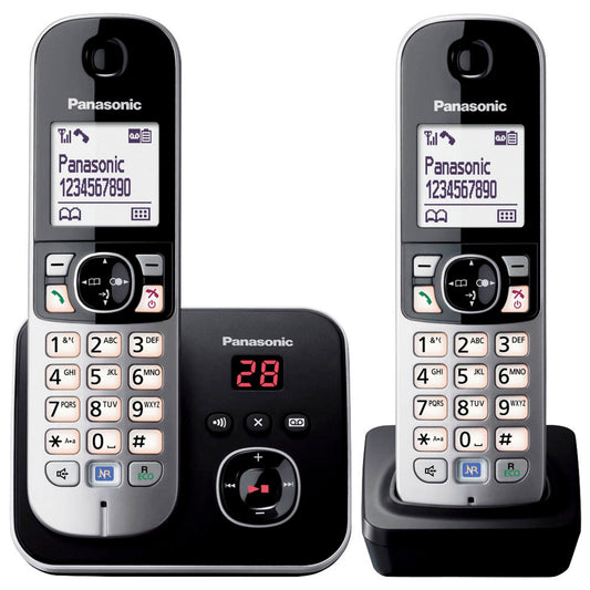 Panasonic Schnurloses Telefon-Set mit Anrufbeantworter schwarz-silber | KX-TG6822GB
