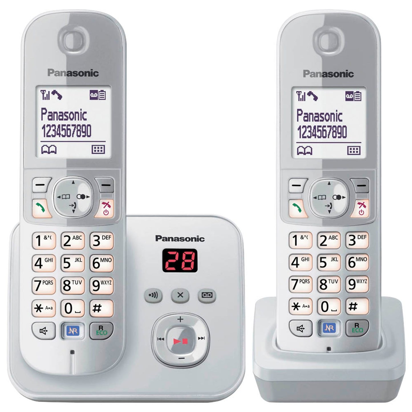 Panasonic Schnurloses Telefon-Set mit Anrufbeantworter silber | KX-TG6822GS