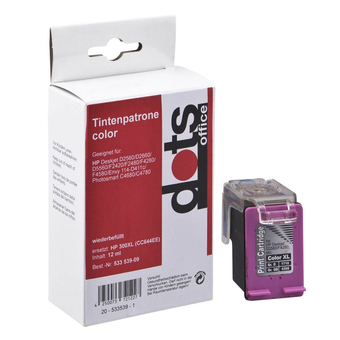 dots color Druckerpatrone kompatibel zu HP 300XL (CC644EE) | 1710,4440-DOTS
