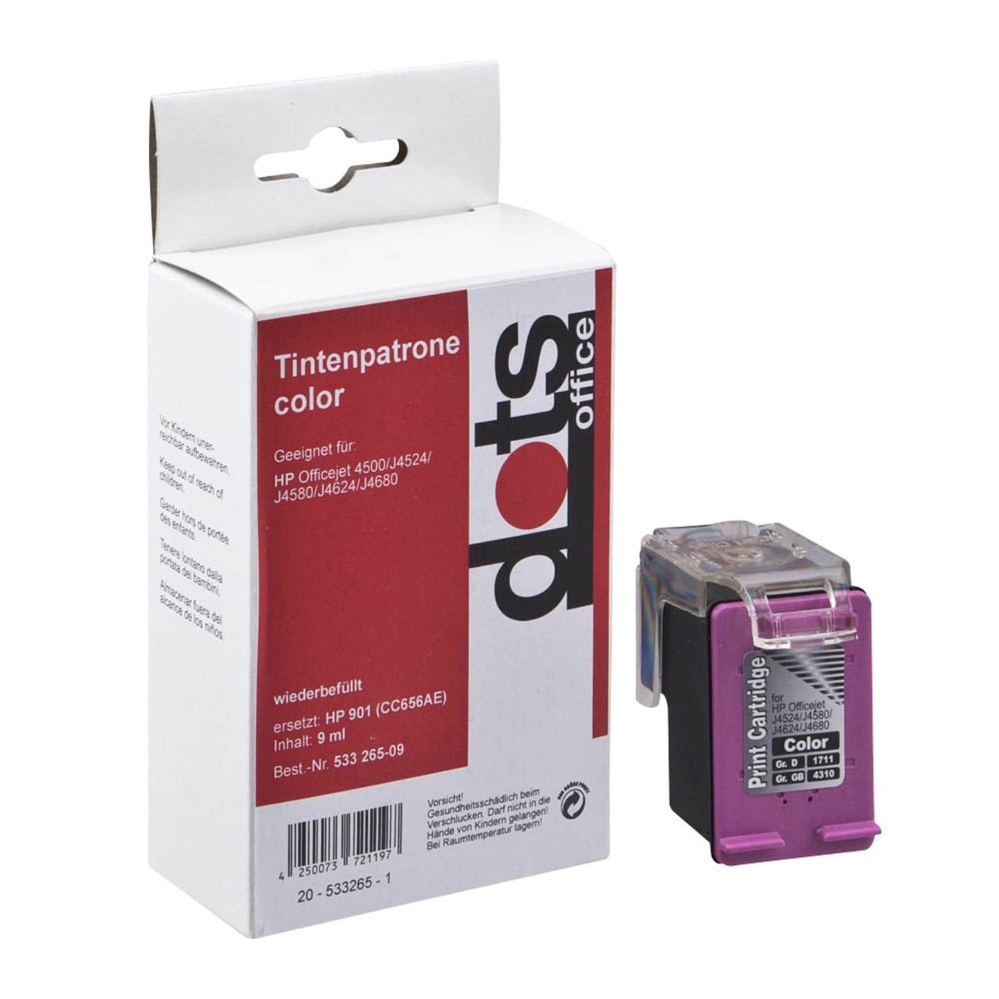 dots color Druckerpatrone kompatibel zu HP 901XL (CC656EE) | 1711,4560-DOTS