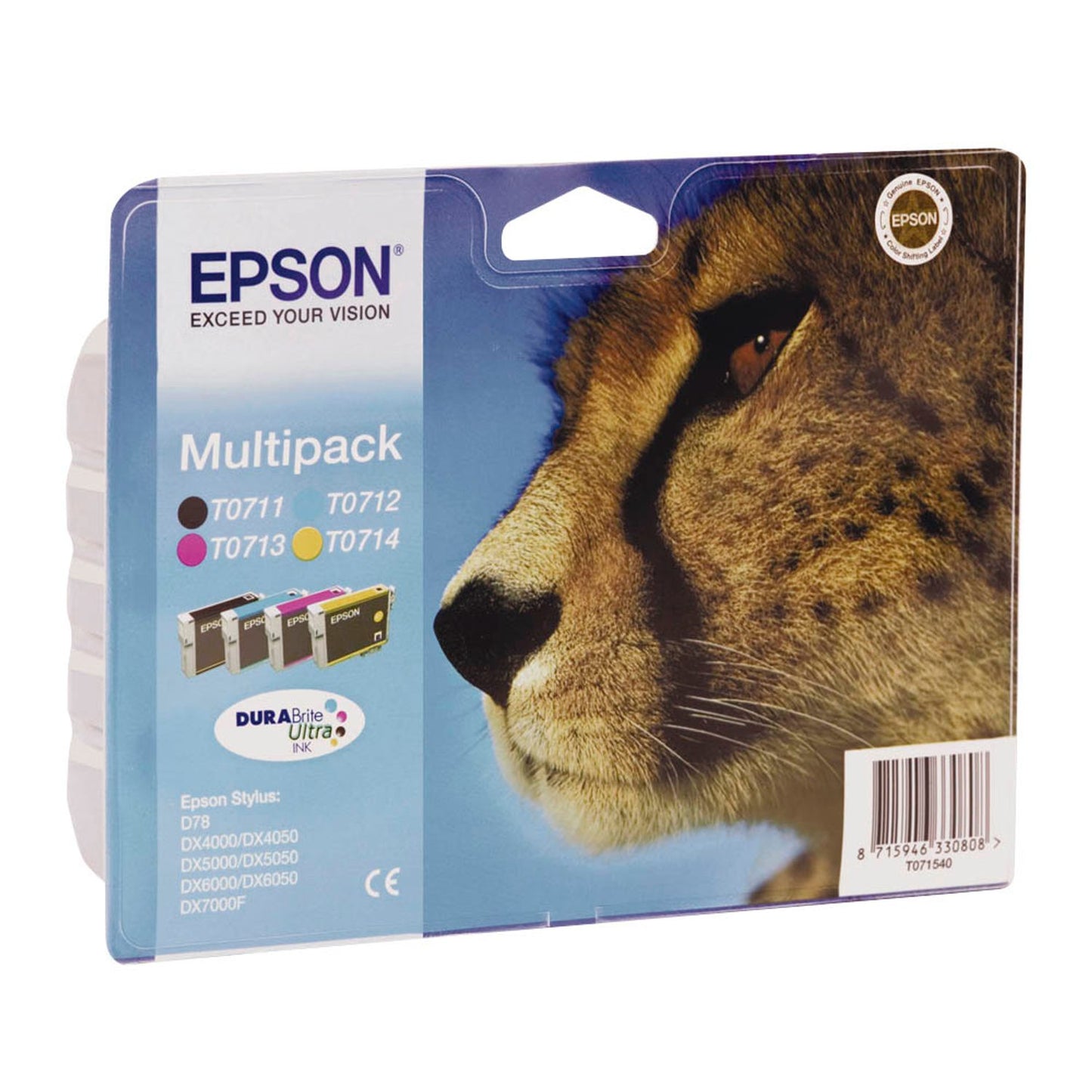 EPSON T0715 schwarz, cyan, magenta, gelb Druckerpatronen, 4er-Set | C13T07154012 | 1 Pack = 4 St.