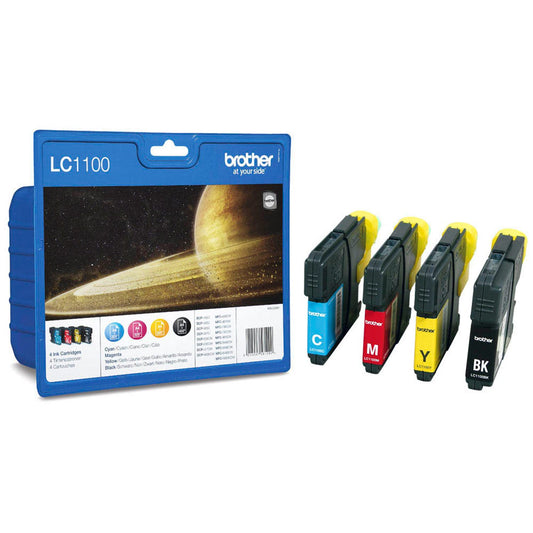 brother LC-1100BK/C/M/Y schwarz, cyan, magenta, gelb Druckerpatrone, 4er-Set | LC1100VALBPDR | 1 Pack = 4 St.