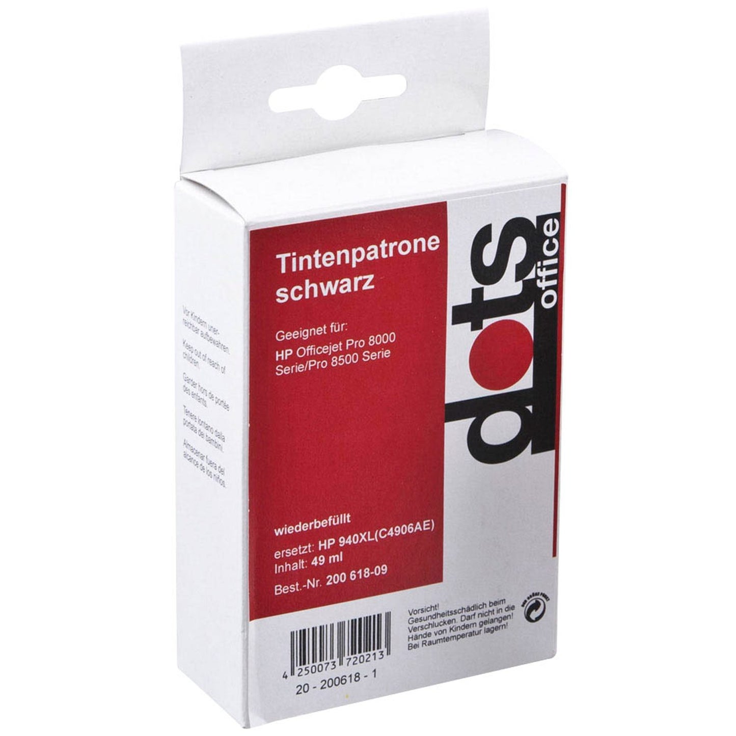 dots schwarz Druckerpatrone kompatibel zu HP 940XL (C4906AE) | 1715,4001-DOTS
