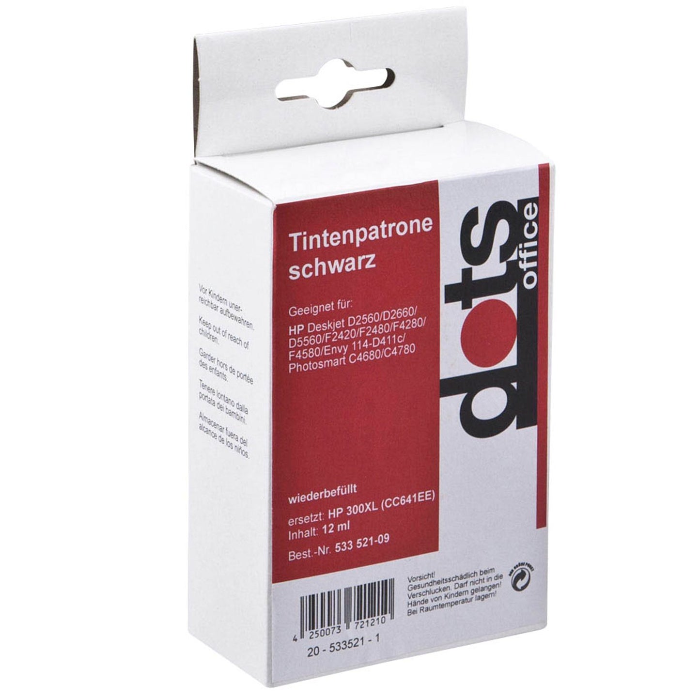 dots schwarz Druckerpatrone kompatibel zu HP 300XL (CC641EE) | 1710,4411-DOTS