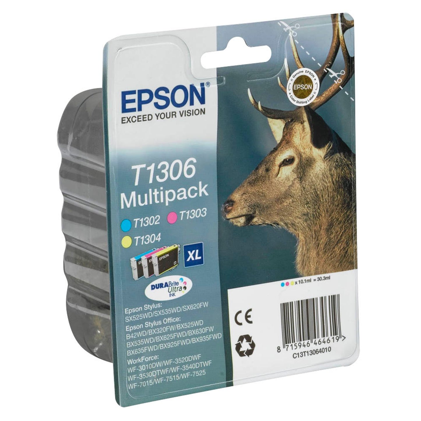 EPSON T1306XL cyan, magenta, gelb Druckerpatronen, 3er-Set | C13T13064012 | 1 Pack = 3 St.